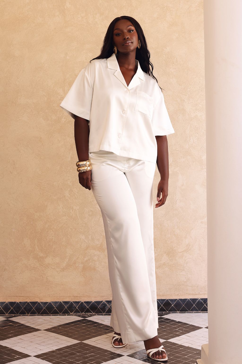 TINA WIDE LEG TROUSERS | WHITE